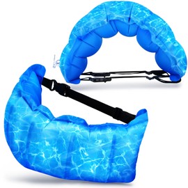 VioraWhite 2 Pcs Inflatable Swim Belt Portable Waist Floatation Aid for Adults Women Adjustable Floating Training with Safety Buckle and Rope Pool Exercise Equipment for Beginners(Water Pool Print)