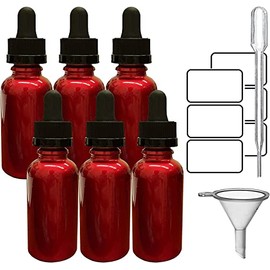 Dropper Bottles Wine Red Glass, for Essential Oil, Eye dropper - Tincture, Leak Proof, Travel, Liquid. 1 oz