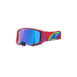 Alpinestars Supertech MX ATV MTB Off Road Race Goggles (Red/Blue - Mirror Blue Lens)