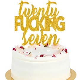 Veinte – Decoración para tartas de cumpleaños con purpurina dorada – Suministros de decoración de fiesta de cumpleaños de 27 años – 27 cumpleaños para adultos