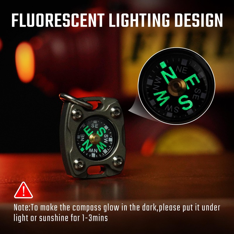 Mecarmy Pocket Keychain Compass, Hiking Survival Compass, Mini Compass Pendant