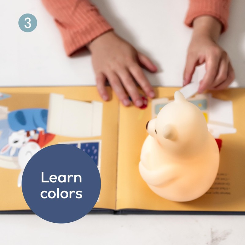 Angelcare Lumicolor Bear Baby Night Light, Color-Changing and Rechargeable Kids