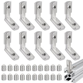 T-Nut Inner Angle, T-Nut Inner Angle 20 Pieces 2020 M5 Corner Connector, Inner Corner Connector, Zinc Alloy Brackets 90° L-Shape Angle Angle, T Slot Nut Outer Angle, for Aluminium Profile 20 Series
