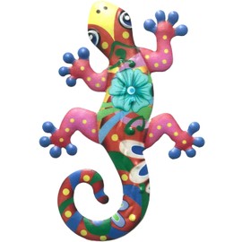 Taotenish Gecko Metal Wall Art Metal Lizard Art Wall Sculpture Hanging Decorations for Indoor Outdoor Home Bedroom Living Room Office Decor - Red