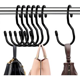 Fadilo Purse Hanger for Closet,Unique Twist Design Bag Hanger Purse Hooks, Large Size Closet Rod Hooks for Hanging Bags, Purses, Handbags, Belts, Scarves, Hats,Clothes, Pans and Pots (22 Pack, Black)