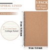 Pubiao Lined Notebook A5, Spiral Notebooks 5 Packs Kraft Cover