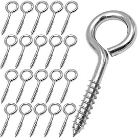 YGAOHF Eye Bolts Screw in Heavy Duty, 20 Pcs 2.5 Inch Sturdy Stainless Steel Eye Hooks, Anti-Rust Self Tapping Eyelet Screws for Securing Cables Wires, Hanging Lights, Indoor & Outdoor Use