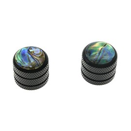 Dopro 2pcs Push on Fit Abalone Top Guitar Dome Knobs or Bass Knob Fits Tele Telecaster Black