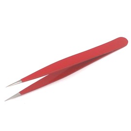 G.S Tweezers for Ingrown Hair - Stainless Steel Precision Sharp Tweezers for Splinters, Ticks and Glass Removal - Best for Eyebrow Hair, Facial Hair Removal - Steel Pointy (Red) Best Quality