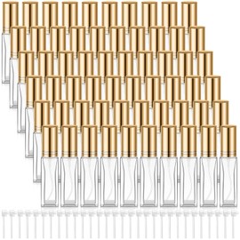 Domensi 60 Pcs Glass Perfume Bottles 20 ml Refillable Empty Small Travel Perfume Atomizer Spray Bottle with Pump Bulk for Hair Travel Plants Cleaning Skin Care(Gold)