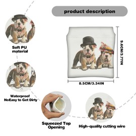 DEEZOMO Small Makeup Bag for Purse, Pocket Cosmetic Bag Squeeze Waterproof PU Leather No Zipper Self-Closing Mini Multipurpose Storage Bag for Travel, Lipsticks, Headphones, Cosmetics (Dog)