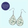 Sage Green Leaf Teardrop Earrings Botanical Print Handmade by The