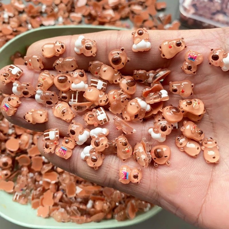 fKiZanthene 100Pcs Mini Resin Capybara Decorations, Tiny Animal Figurines for