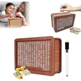 Wooden Money Box with Counter, XICEN Kids Money Savings Jar, Cash Vault Savings Box, Cash Saver Money Box, Cash Saver Box with Counter for Saving Goals