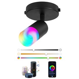 YLZSXIO Smart WiFi LED Spot Lights Indoor with APP Control, 9W Ceiling Spotlight with Alexa Google Home, RGBCW 16 Million Colors Changing Light, 2700-6000K, CRI 90+, Black
