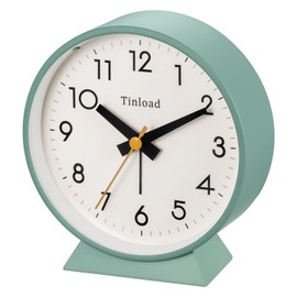 Tinload 4.5" Battery Operated Antique Retro Analog Alarm Clock, Small Silent Bedside Desk Clock with Night Light, Battery Operated, Snooze, for Living Room, Bedroom, Bedside, Desk(Green)