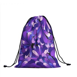 Giwawa Gymnastics Grip Bag Grip Bags for Gymnasts Girl Gymnastic Drawstring Bag Gym Athlete Bag for Grips Shoe Towel, Abstract Purple Flower, 9.25" x 12"