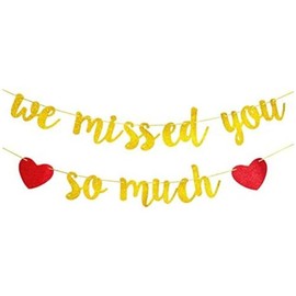 YQWIN Welcome Home Decorations We Missed You So Much Banner Welcome Home Banner Welcome Back Banner We Missed You Banner Welcome Home Sign Welcome Back Decorations for Welcome Back Family Sign Party Supplies, Gold