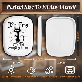 ANATTASOUL Spoon Rest for Stove Top Cat Pattern 4.52"x5.9" Large Spoon Holder, Heat Resistant Utensil Holder Kitchen Counter Decor for Cooking Lover