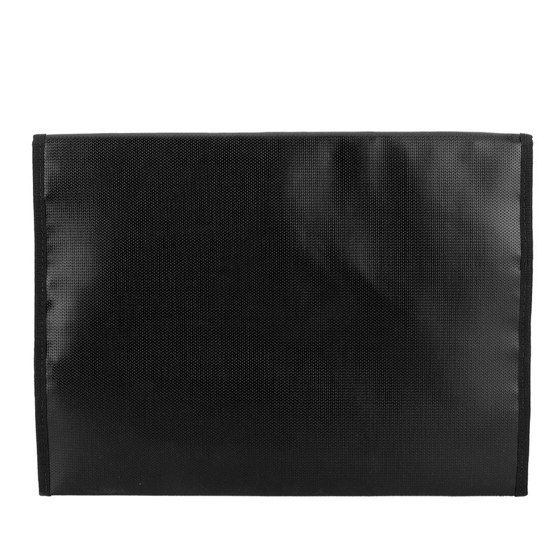 Black Fireproof Document Bag Cross Section Passport Money Certificates Keeping
