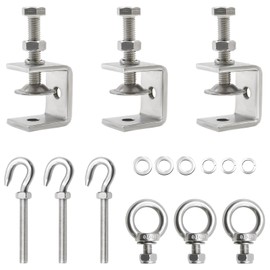 alwaiiz Stainless Steel C-Clamps Set of 9, C Clamp with Stainless Steel Hooks and Eye Bolts, Adjustable C Clamp for Woodworking and Welding