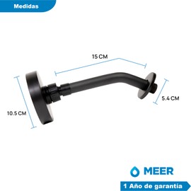 MEER Faucets by CNX Regadera para Baño con Brazo y Chapetón de Acero Inoxidable Incluidos Regadera para Baja Presión de ABS (Negro mate)