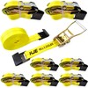 8 Pack Flat Hook Ratchet Straps, 2" x 27' Heavy
