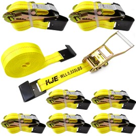 8 Pack Flat Hook Ratchet Straps, 2" x 27' Heavy Duty Tie Down Ratcheting Strap, 10,000 Lbs Max Break Strength, Cargo Straps for Flatbed, Truck, Trailers Pickup