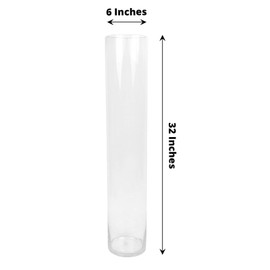 2 Clear 32 in Round Cylinder Glass Flower Vases Table Centerpieces Wedding Party Events Reception Decorations Supplies