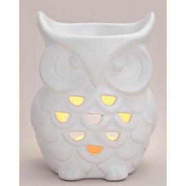 Wurm Duftlampe Eule aus Porzellan weiß (11 x 9 x 15 cm)