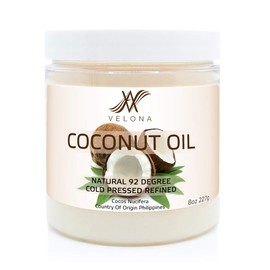 Coconut Oil 92 Degree by Velona - 7 lb | 100% Pure and Natural Carrier Oil | in jar | Refined, Cold Pressed | Skin, Face, Body, Hair Care | Use Today - Enjoy Results