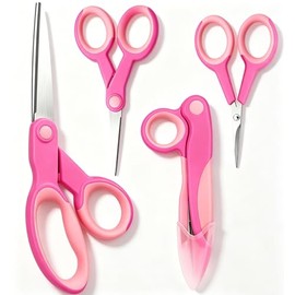 LEKOU 4PCS Tijeras Multifuncionales De Acero Inoxidable Con Agarre Suave, Kit De Detalles De Alta Precisión De Tijeras Es Adecuado Para Telas, Bordados, Detalles Hechos a Mano e Hilos Rotos