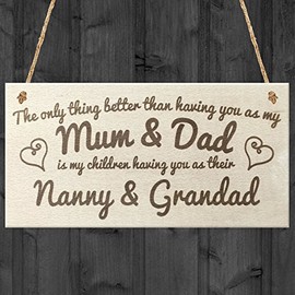 Red Ocean The Only Thing Better Than Having You As My Mum & Dad Is My Children Having You As Their Nanny & Grandad Shabby Chic Plaque Love Grandparents Gift Sign