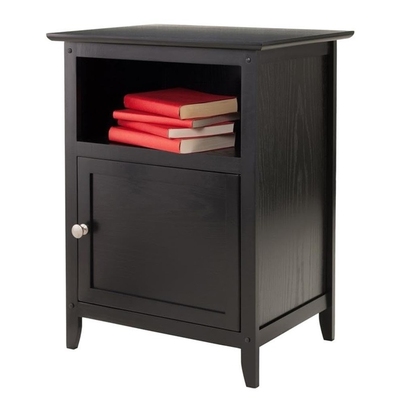 Pemberly Row Transitional Solid Wood End Table with Cabinet in