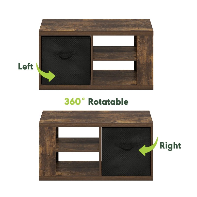 Furinno Viola Coffee Table with Storage Bin in Amber Pine