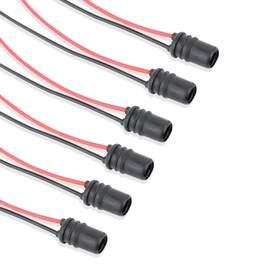 Flygun 6 PCS Car T10 Instrument Bulb Socket, W5W 194 Bulb Pre-Wired Connector Round Mouth 12961 Lamp Holder with 4.33" Wire Harness, T10 Extension Harness Plug, Universal for Car Accessories (Black)