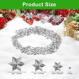 SCHYIDA 10 m Garland Christmas Garland Stars Silver Tinsel Garland Christmas Tree Christmas Garland with Stars Star Garland as Christmas Decoration with Stars Diameter 3.2 cm / 2.2 cm / 1.5 cm
