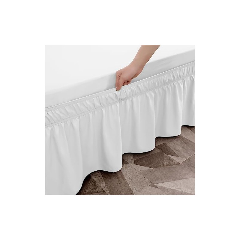 Toodou White Bed Skirt 16 Inch Drop Dust Ruffle Only,