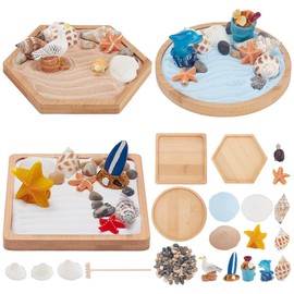 WEBEEDY 3 Sets Beach Sand Zen Garden Mini Zen Garden Sandbox Kit Desktop Zen Decor,Miniature Zen Sand Garden Gift Set with Sand Rakes Rocks and Accessories for Home Office Relaxation Meditation
