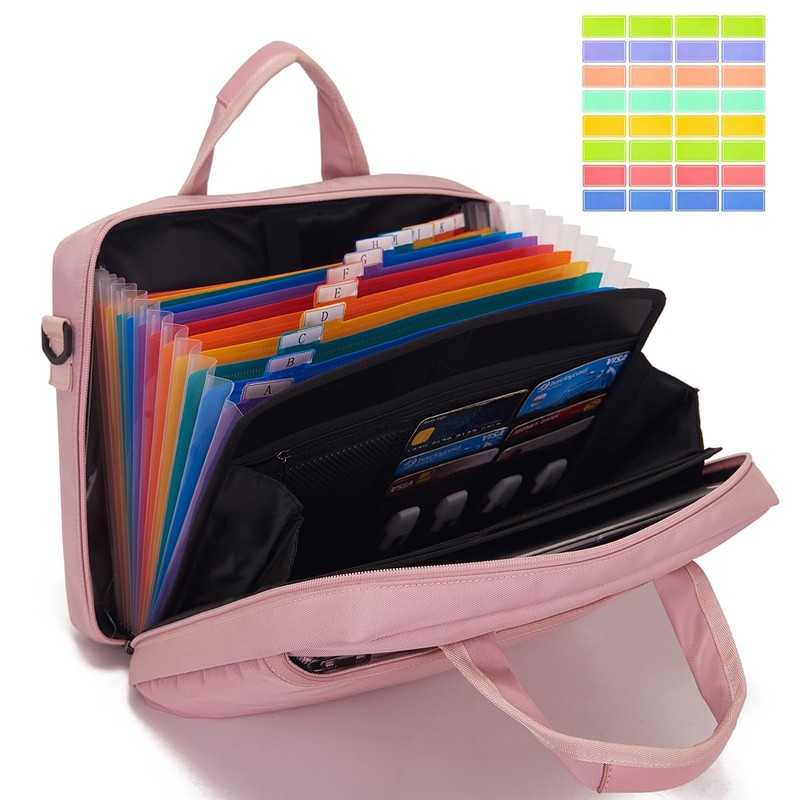 BARDOLPH BARDOLPH Accordian File Organizer with Handle,12 Pocket Expanding File