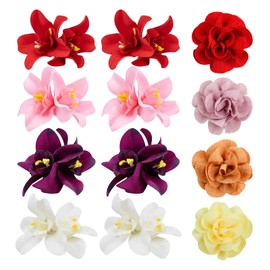 Leogony 12 PCS Flower Hair Clips Set, Beach Seaside Flower Clips for Women Girls