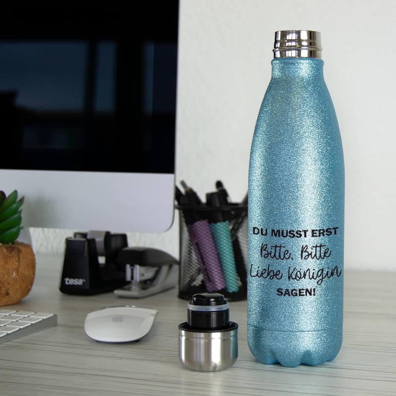 Glitter Drinking Bottle Made of Stainless Steel | Du musst