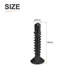 DTGN 100Pcs ST3.5x19mm Self Drilling Screws, 410 Stainless Steel Flat Head Phillips Sheet Metal Screw - Good for Wood to Metal, Furniture - Black