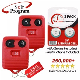 Extra-Partss 2 Remote Car Key Fob 3btn Red for Ford Lincoln Mercury Mazda (CWTWB1U345)