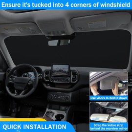 TOPINSTALL Foldable Windshield Sunshade Compatible with Ford Bronco Sport 2021-2026 Accessories, Front Window Sun Protector with Storage Pouch Thicker Reflective Polyeste (Not for Full Size Bronco)