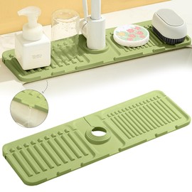 RCYHCY Silikon Wasserhahn Matte, 44.5 x 14.5 cm Abtropfmatte Silikon, abtropfmatte Wasserhahn, Wasserhahnmatte Spritzschutz für Küche und Badezimmer Arbeitsplatte Schützen