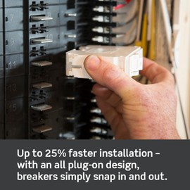 Leviton LB120-T 20A 1-Pole Plug-On Standard Branch Circuit Breaker, Thermal Magnetic, 120 VAC, White