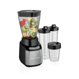 Hamilton Beach 52400 Licuadora Stay or Go con una jarra de 945 ml (32 oz), 2 vasos de viaje 475 ml (16 oz) y un taza de picado 237 ml (8 oz)          