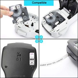 Anycolor 5-Pack Label Maker Tape Replacement for Dymo D1 Labels Tape 45013 S0720530 Refill 1/2 Inch 12mm Black on White Compatible with DYMO LabelManager PnP 160 280 360D 420P 210D COLORPOP, 23 Feet