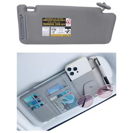 KruzeKraft Sun Visor Left Driver Side Gray Fits for Toyota Tacoma 2005-2012 with Storage Bag Fits 74320-04181-B1 W/O Light